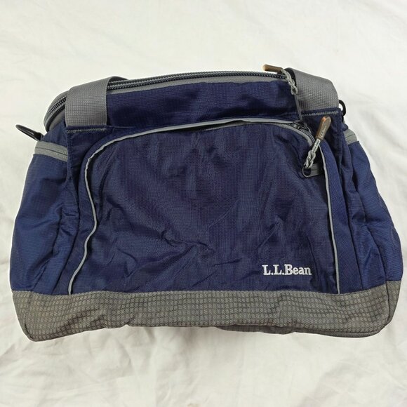 L.L. Bean Blue Insulated Cooler Bag Dual Compartment Shoulder Strap Travel Tote - Picture 1 of 10